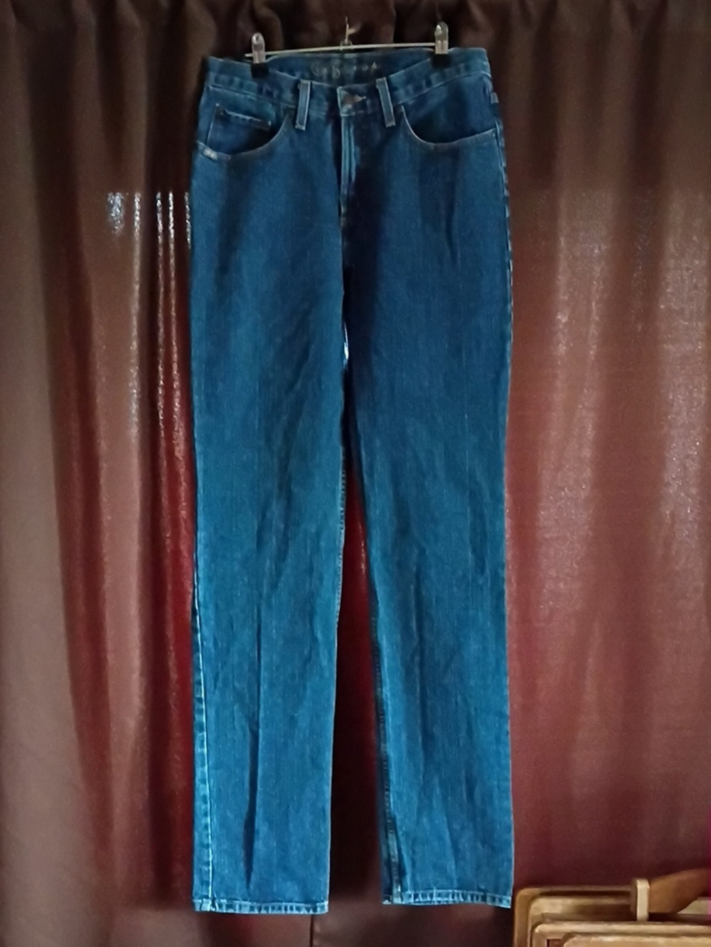 Cruel Girl Indigo Denim Jeans with Gold Stitching